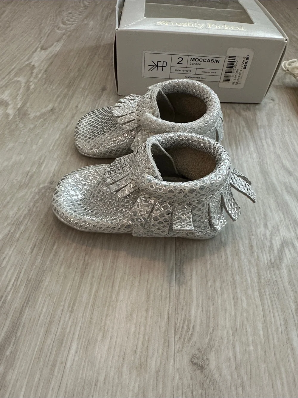 ✨NWT✨ Freshly Picked Silver Baby Moccasins - New in Box